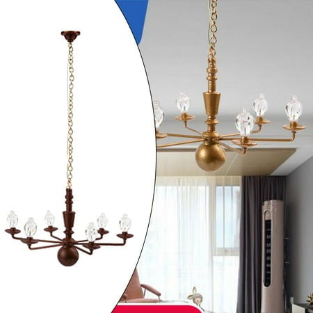

European :87 Scale Ceiling Light Fixture Chaelier Ceiling Lamps DIY ArchitectureSa Table Model Material Toy Accessory - Bronze 7.8cm 13.5cm
