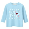 thumbnail image 4 of Kids Girls Valentines Day Shirt 3/4 Sleeve Fashion Letter Print Tee Top Casual Round Neck Oversized Pullover Tops Graphic Tees Summer Clothing Light Blue 3-4 Years, 4 of 4