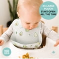 thumbnail image 4 of Loulou Lollipop Soft, Waterproof Silicone Feeding Bib for Babies and Toddlers 3 to 36 Months, Easy to Clean, Adjustable Fit and Catch-All Pouch - Avocado, 4 of 7