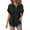 Black, variant on Womens Cotton Linen Gauze Tops Casual Loose Button Down Tops Short Sleeve Rolled Cuffed Collared Blouses With Side Pockets Hot Pink 3XL