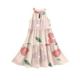 thumbnail image 6 of Abcomgle Girls Summer Dress Size 14-16 Casual Halter Neck Sleeveless Midi Dress Floral Print A-line Sundresses Basic Swing Dresses 11-12 Years,Light pink, 6 of 7