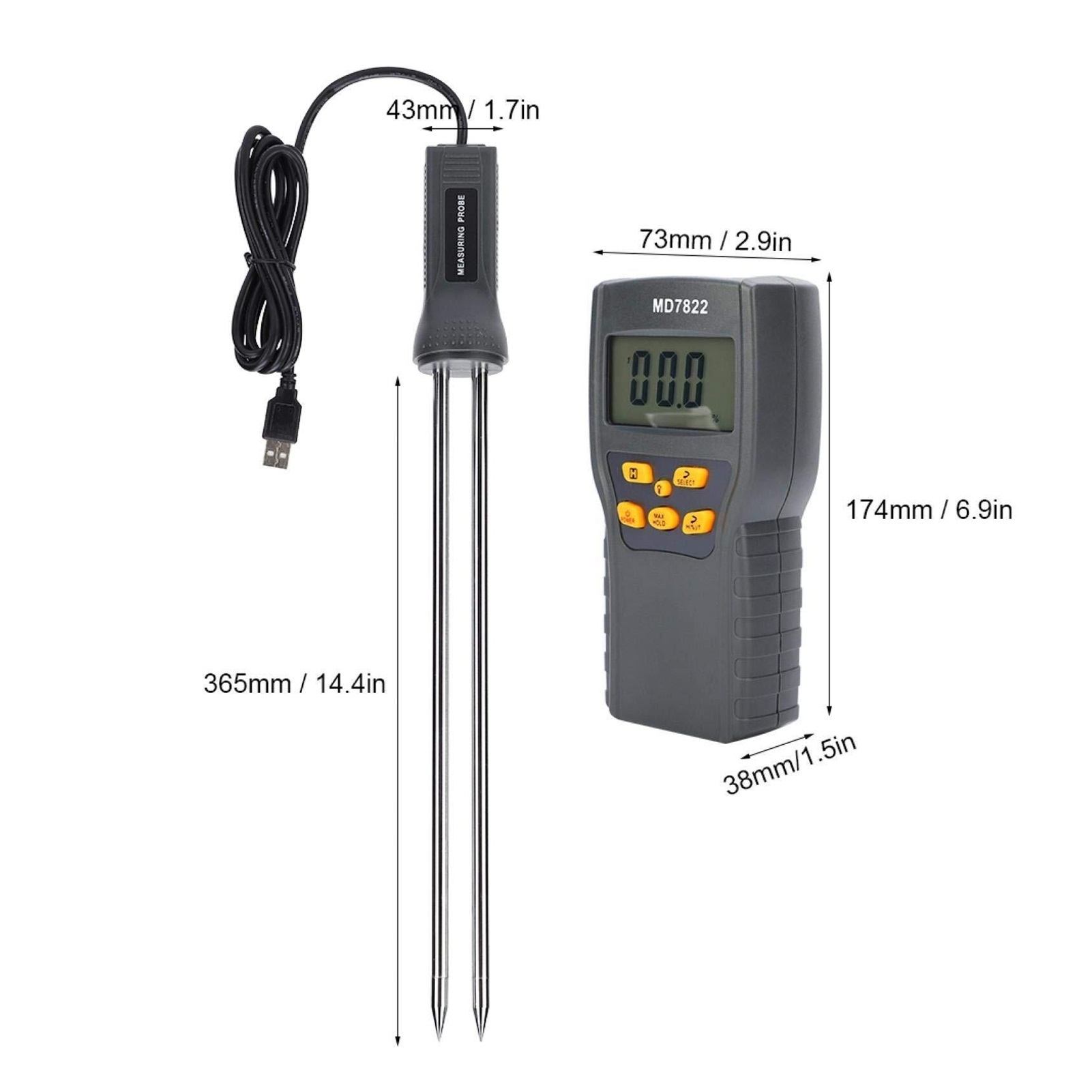 MD7822 Digital Grain Moisture Meter Analyzer Temperature Thermometer Humidity Hygrometer Water Damp Detector Tester ,Wide Applications