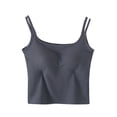 thumbnail image 2 of BRGZLK Women's Camisole Top Summer Fashion Solid Color With Chest Pad No Steel Rings Bottom Cami Top Gray L, 2 of 6