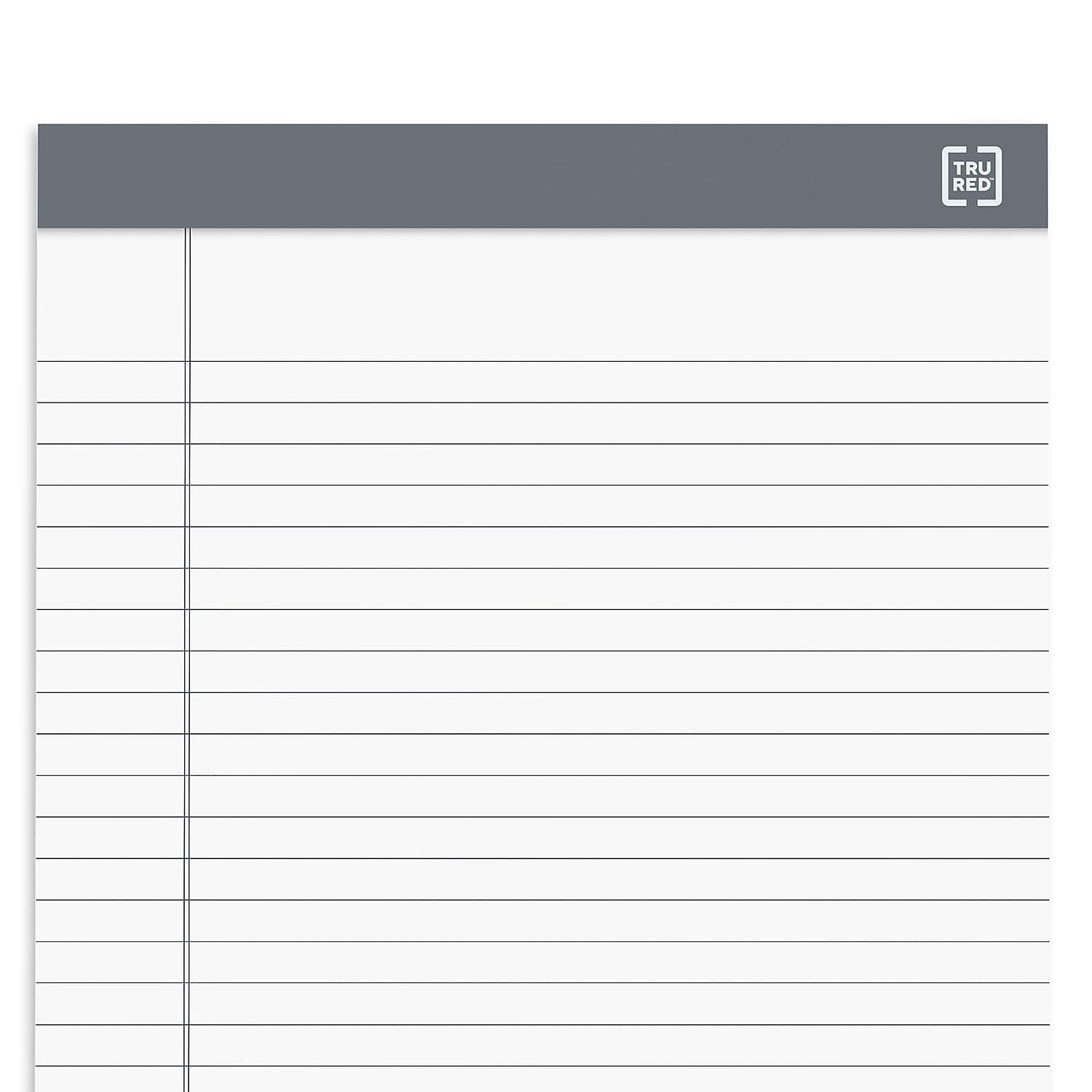 Staples TRU RED Notepads 8.5" x 11.75" Wide Ruled White 50 Sheets/Pad 24/Carton TR59911/TR573VS