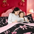 thumbnail image 4 of meiyoeat Pink Pearl Initial J Full Size Comforter Sets,Girly Bow Bedding Comforter Set For Girl,Pink Reversible,3-Piece,1 Comforter and 2 Pillowcases, 4 of 7