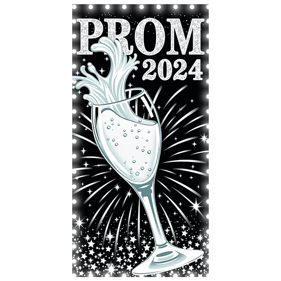 Sparkling Champagne Glass Prom Banner for Graduation Party Celebration