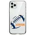 thumbnail image 1 of DistinctInk Clear Shockproof Hybrid Case for iPhone 12 / 12 PRO (6.1" Screen) - TPU Bumper, Acrylic Back, Tempered Glass Screen Protector - Auburn Football - Orange, Blue, 1 of 2