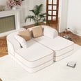 thumbnail image 3 of AOOWOW 77" Double Chaise Lounge Chair Indoor, Oversized Sectional Teddy Upholstered Boneless Sofa Bed, Deep Seat Sleeper Loveseat Reading Chairs, Cloud Sofas Couches, No Assembly Required (White), 3 of 12