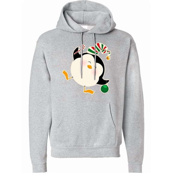 Inktastic Happy Christmas Penguin Adult Hoodie Sweatshirt