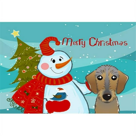 

Carolines Treasures BB1853PLMT Snowman With Wirehaired Dachshund Fabric Placemat