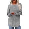 thumbnail image 1 of HKEJIAOI Chandails Gris pour Femmes Manches Longues Chemises Coupe Ample Tunique Hauts Automne Habillé Col Rond Pull L, 1 of 7