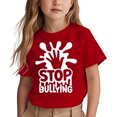 thumbnail image 2 of Suilloe Toddler Girls T Shirts Letter Anti Bullying Printed Round Neck Short Sleeve Tee Kids Girls Soft Loose Fashion Wearing Tees,6 -7 Years, 2 of 4