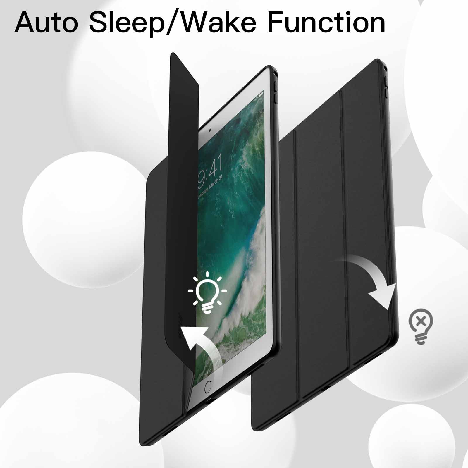 JETech Case for iPad Pro 12.9 Inch (2015/2017 Model, 1st/2nd Generation) with Pencil Holder, Slim Tablet Cover with Soft TPU Back, Auto Wake/Sleep (Black)