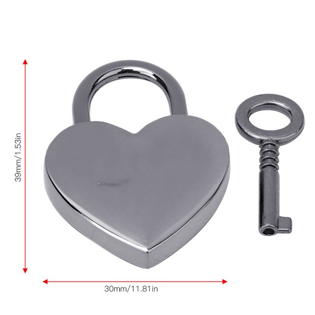 Mini Lock, 2Pcs Vintage Small Metal Heart Shaped With Key For Jewelry Storage Box Diary Book 30x39mm