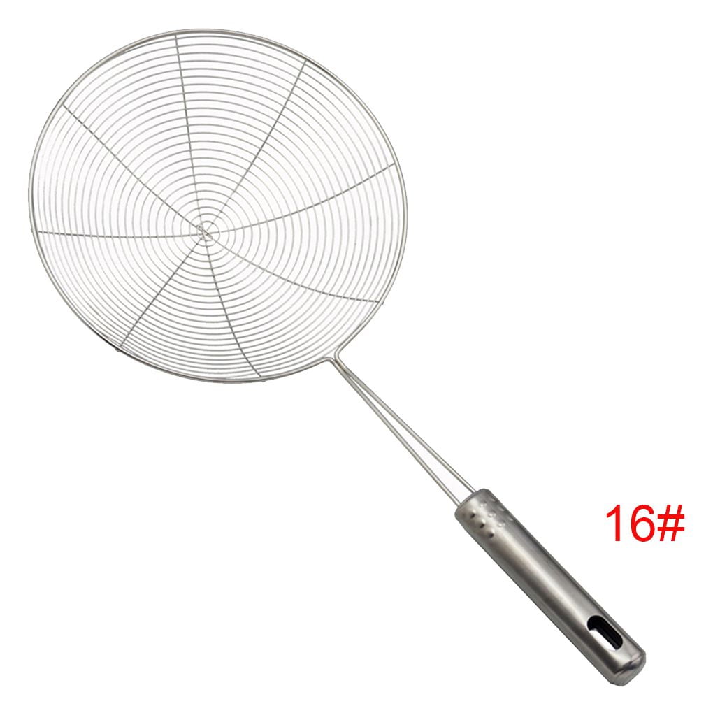 Wffo Sturdy and Durable Stainless Steel Solid Spider Strainer Skimmer Ladle with Handle Kitchen Tool 
