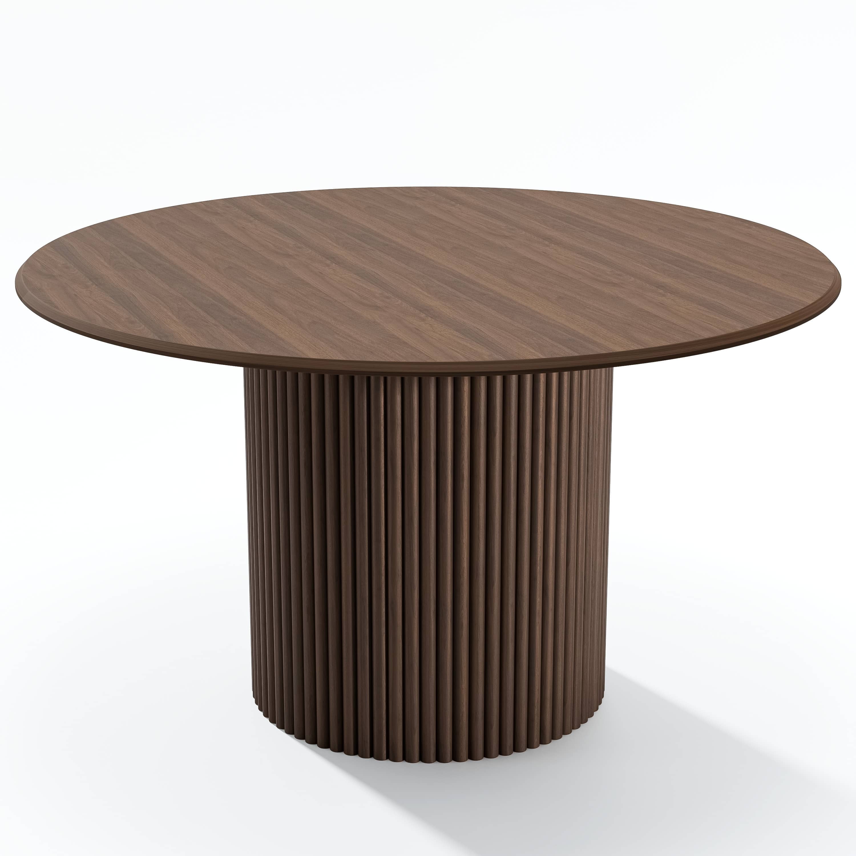 MAYEERTY 52" Wooden Round Rustic Dining Table for Dining Room Kitchen, Walnut