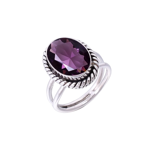 Purple Amethyst 925 Sterling Silver Ring, Adjustable Ring, Silver Jewelry Ring, Purple Ring, Oval Ring, Dainty Ring, Handmade Ring, Gemstone Ring, Gif