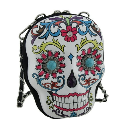 Zeckos Western Sugar Skull Decorated Molded Purse W Western Sugar Skull Decorated Molded Purse W Removable Strap
