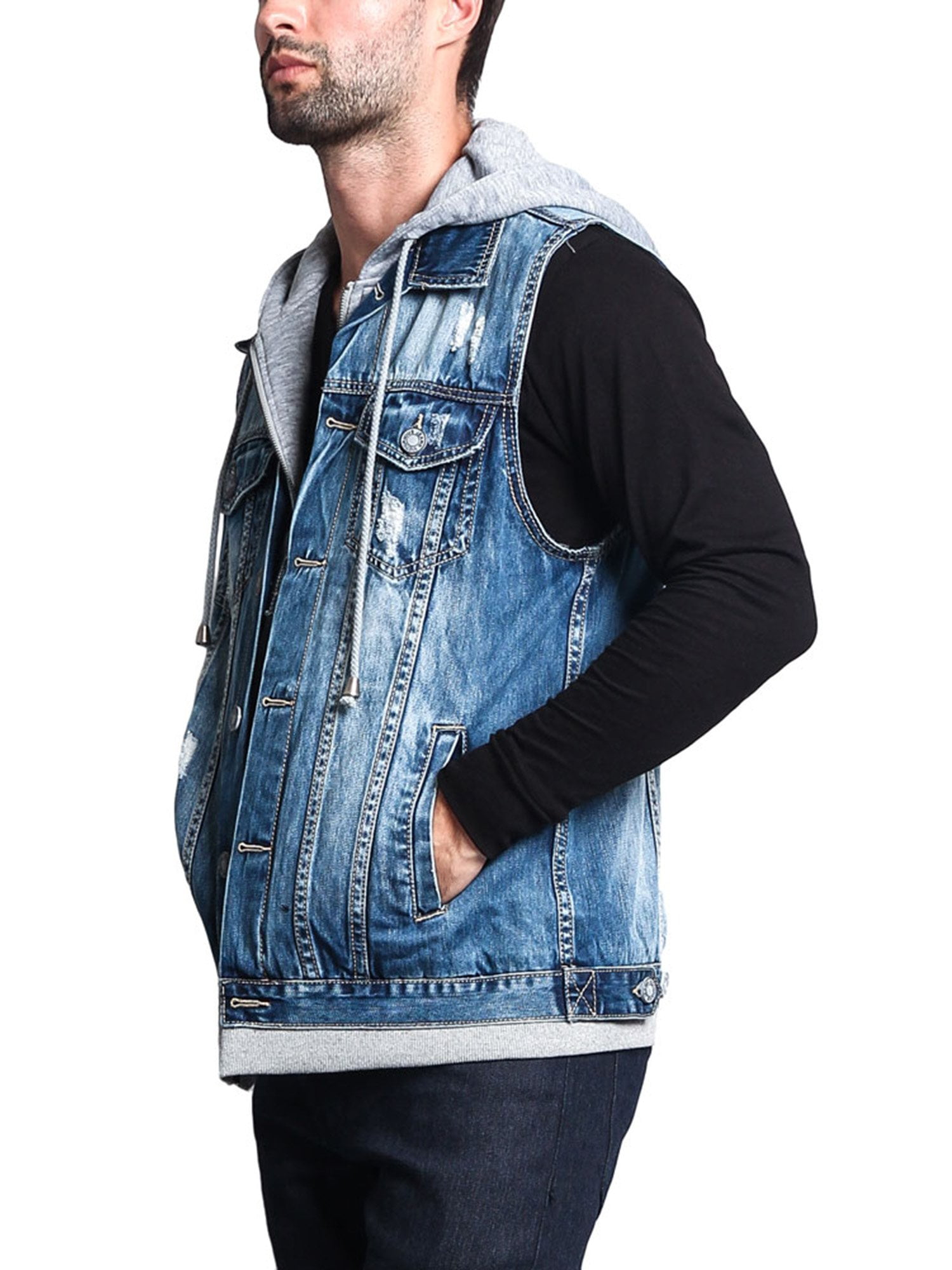 【SATIIIZ】Loidel denim hooded vest 87d8749b-b27e-43e9-ad1c-