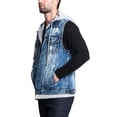 thumbnail image 7 of Victorious Men's Distressed Layered Zipper Hoodie Denim Jean Vest DK110 - Indigo - X-Large, 7 of 7