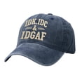 thumbnail image 2 of Washed Cotton Baseball Cap with IDK IDC & IDGAF print,Adjustable Vintage Distressed Dad Hat,Curved Brim Casual Trucker Cap for Daily Wear Outdoor Weekend Street Outfit for Men Women, 2 of 3
