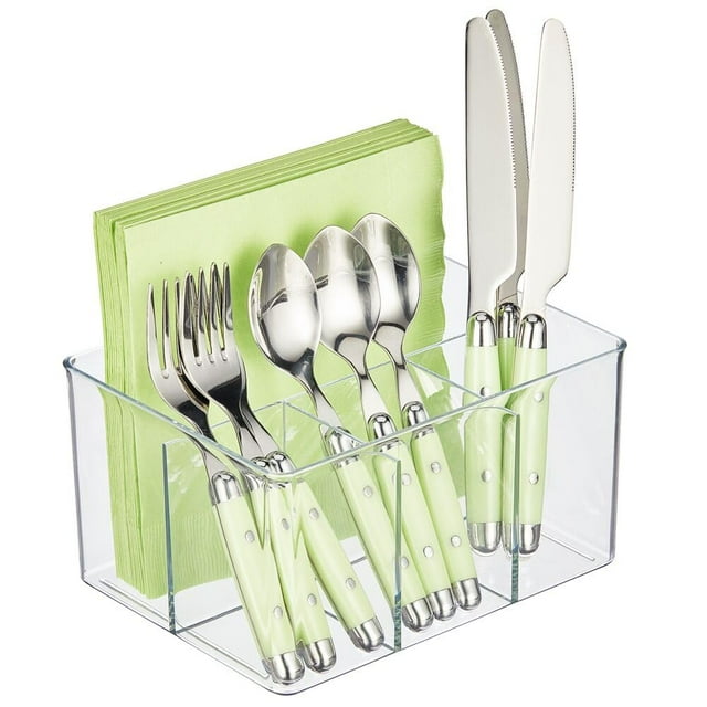 Cubertería organizadora, diseño M, plástico, 4 secciones, transparente