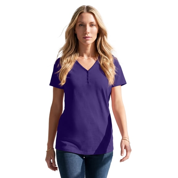 Roaman's Women's Plus Size Ultimate Short Sleeve Sweetheart Tee