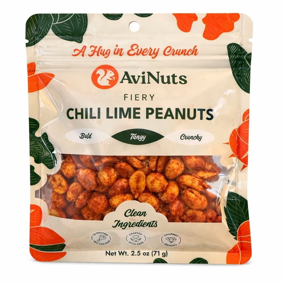 Chili Lime Peanuts, Spicy Roasted Peanut Snack Pack, On-the-Go Single Serve, 2.5 oz (71 g)