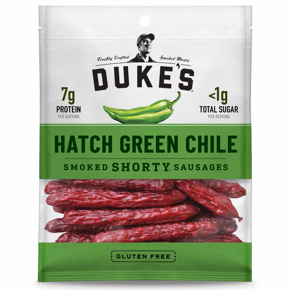 Duke's Hatch Green Chile Smoked Shorty Sausages, Gluten Free Snack, 5