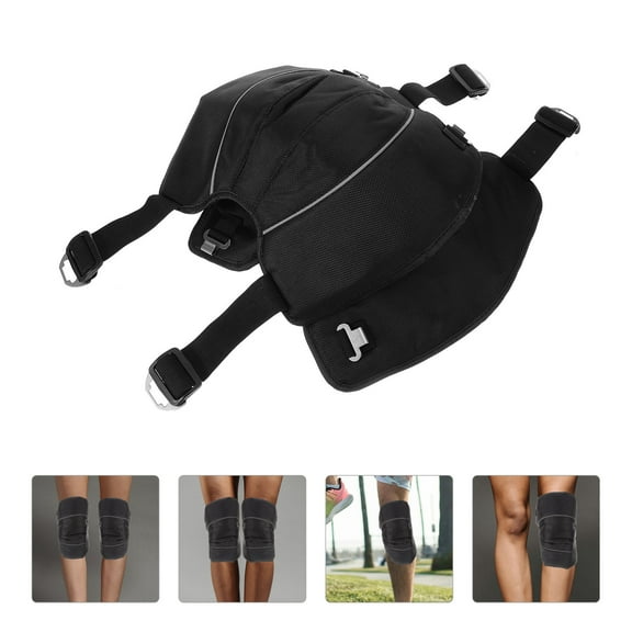 Minkissy 2Pcs Windproof Knee Pads Adjustable Straps Black PU Oxford Fabric Impact Resistance Motorcycle Riding