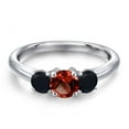 thumbnail image 3 of Gem Stone King 925 Sterling Silver Red Garnet and Black Onyx Engagement Ring for Women | 0.99 Cttw | Round 5MM | Gemstone January Birthstone | Size 5, 3 of 6