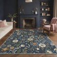 thumbnail image 5 of GENIMO 2'x3' Entryway Rug, Machine Washable Non Slip Low Pile Area Rug for Front Door Kitchen Bathroom, Botanical Floral, Dusty Navy, 5 of 6