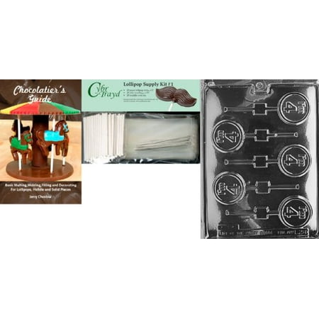 

Cybrtrayd I m 4 Lolly Letters and Numbers Chocolate Mold with Chocolatier s Bundle Includes 25 Lollipop Sticks 25 Cello Bags and 25 Silver Twist Ties