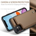 thumbnail image 2 of for iPhone 11 Premium PU Leather Back Case, Multiple Card Slots Design, Double Magnetic Clasp Study Kickstand RFID Blocking Classic Phone Cover for iPhone 11, Brown, 2 of 9