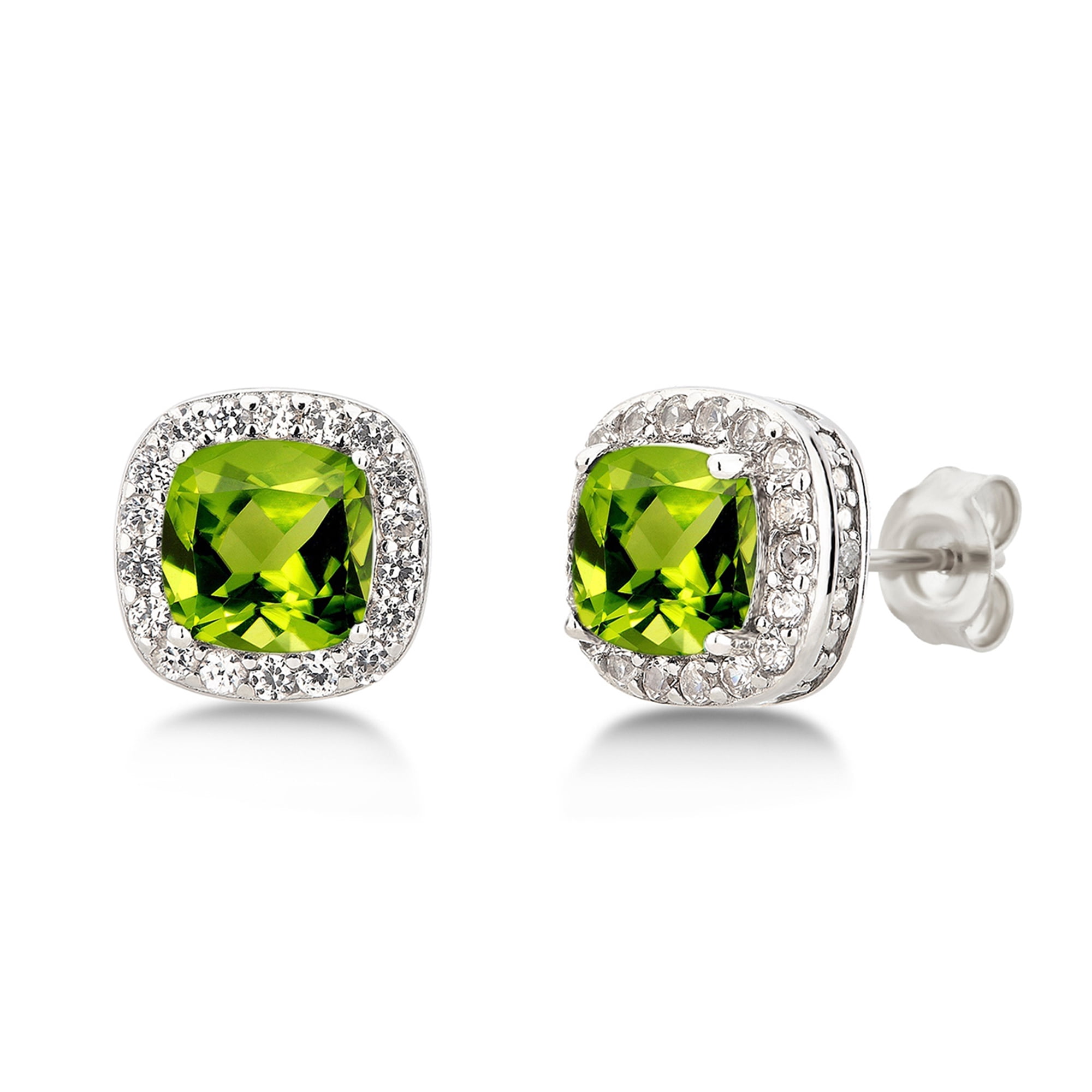 Diam accent, Created Peridot & White Sapphire Sterling Silver 3 pcs Jewelry Set