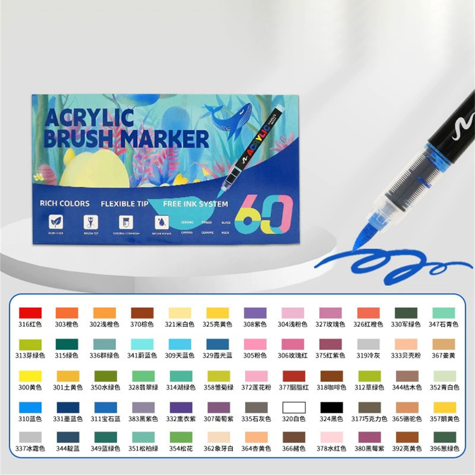 Acrylic Paint Markers, Waterproof Paint Markers, Acrylic Markers that Do Not Run for Fabric, Wood, Rocks, Canvas Painting, Glass, 60 Colors