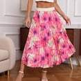 thumbnail image 4 of VBVC Women's Plus Floral Pleated Midi Skirt,Ladies High Waist Boho A-Line Skirt,Summer Boho Beach Vacation Skirt For Women,Multicolor,XL-5XL, 4 of 8