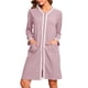 thumbnail image 1 of HongQid Women's Long Sleeve Zipper Nightshirt with Pockets Button Down Nightgown Sleepwear Pajama Dress, 1 of 5
