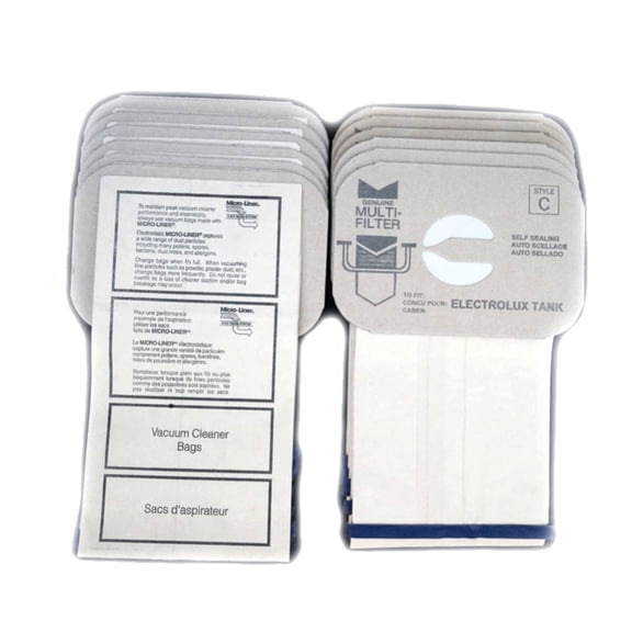Style C Microlined Paper Vacuum Bags 433837 Designed to Fit Electrolux