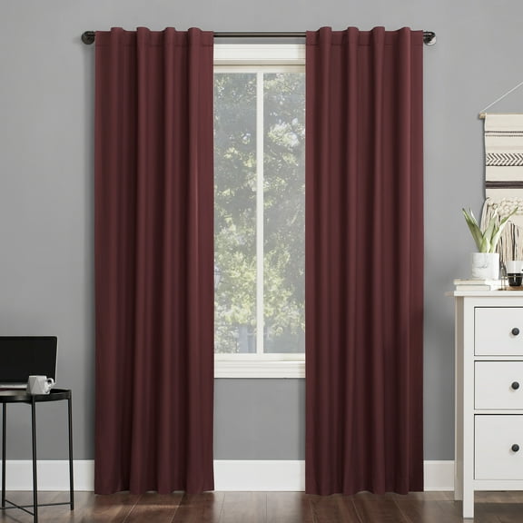 Sun Zero Cyrus Thermal 100% Blackout Back Tab Curtain Panel, 40"X84", Wine