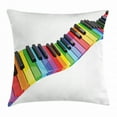 thumbnail image 1 of Music Throw Pillow Cushion Cover, Vibrant Colored Piano Keyboard Wave Musician Arts Entertainment Harmony Instrument, Decorative Square Accent Pillow Case, 24 X 24 Inches, Multicolor, by Ambesonne, 1 of 2
