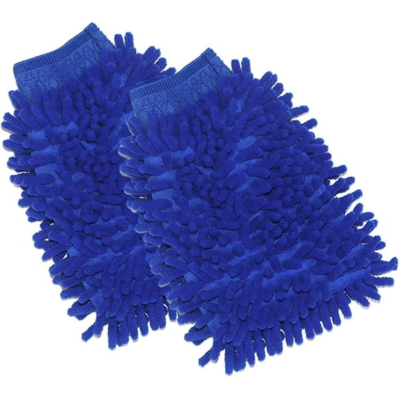 2PCS Car Wash Mitt Large Size Microfiber Wash Mitt for Car Cleaning Mitts Tools Premium Chenille Scratch-Free Car Washing Gloves Car Wash Kit Accessories Rag Sponge Winter Waterproof