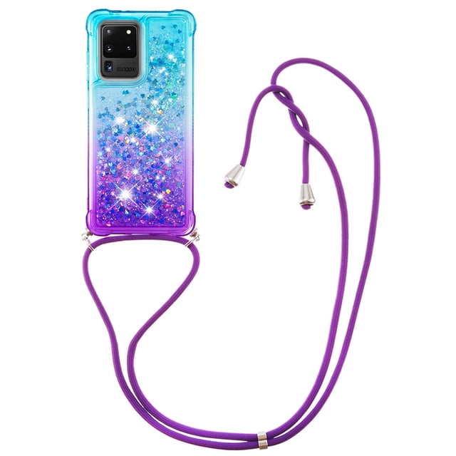 Funda para Samsung Galaxy S20 Ultra 5G Brillantina Líquida Divertida Reluciente y con Cristales en Movimiento Cuerpo Cruzado con Cordón Ajustable
