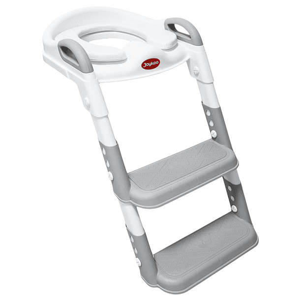 Baño Entrenador Infantil con Escalera Asiento Acolchado Antideslizante Plegable y Ajustable para Sanitario Común - Gris
