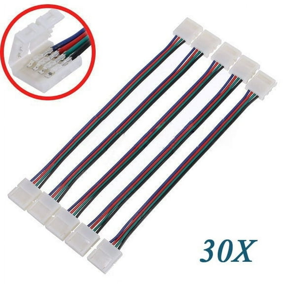 30X LED PCB Connector Adapter 4 Pin for 5050 Monocolor and RGB Strip 10mm wide