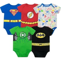 DC Comics Justice League Batman Superman The Flash Newborn Baby Boys 5 Pack Bodysuits Newborn to Infant