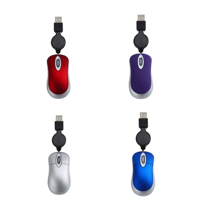 Lovely Mini Wired Mouse Retractable USB Cable Ergonomic Office wired mouse; Computer PC Laptop Gaming Mice