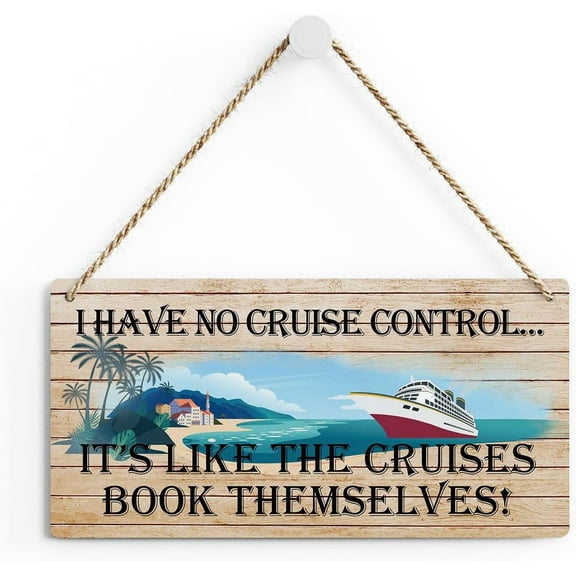 Rustic Cruise Wood Decor Sign, I Have No Cruise Control Wood Sign Wall Art, Hanging Door Sign, Decorative Wood Sign Home Decor 10x5 Inch