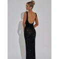 thumbnail image 5 of Sparkly Sequin Meramid Prom Dresses Spaghetti Straps Square Neck Tube Formal Evening Party Club Gowns Black L, 5 of 8
