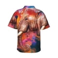 thumbnail image 3 of Easygdp Oil Paintings of Elephants Men's Hawaiian Shirts Print Lapel Short Sleeve for Beach, vacation, party, casual occasions - X-Large, 3 of 9